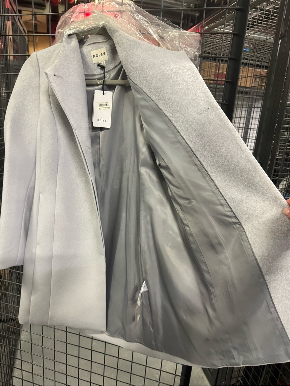 NWT Reiss Melania Fitted High Neck Soft Grey Coat Sz UK 10 / US 6 - Picture 4 of 9